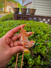 Load image into Gallery viewer, Flower Agate Crescent Neck Peace VII
