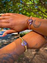 Load image into Gallery viewer, Amethyst Heart Cuff Bracelet

