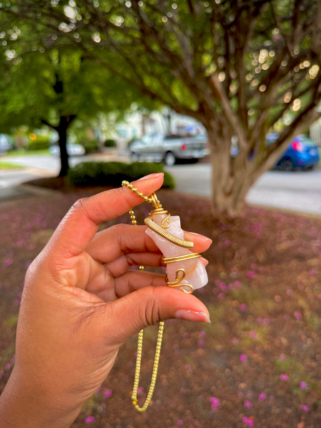 Rose Quartz Silhouette Necklace