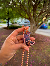 Load image into Gallery viewer, Purple Fluorite Crescent Moon Necklace
