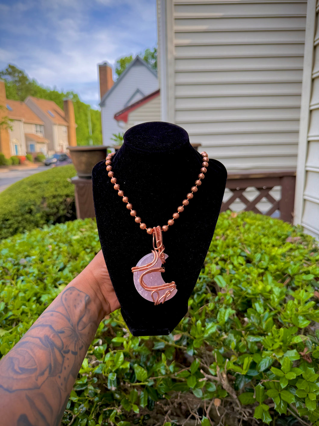 Rose Quartz Moon Neck Peace