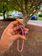 Load image into Gallery viewer, Purple Fluorite Crescent Moon Necklace
